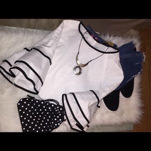 NWT Belle Sleeve Blouse Bloomingdales Aqua Brand